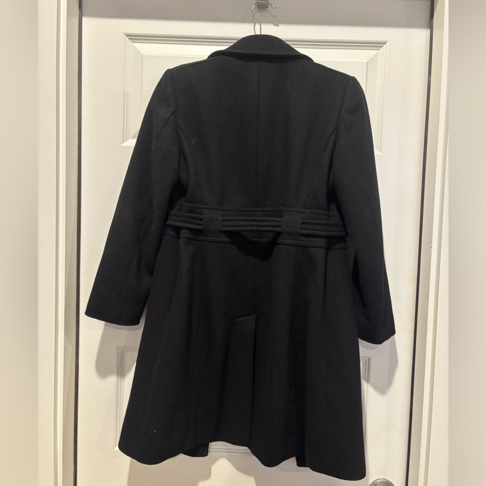 Ann Taylor Black Wool Blend Belted Coat - Picture 2 of 4